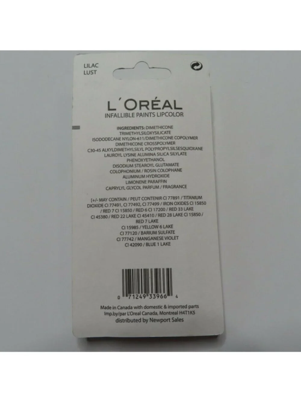 Loreal Infallible Purple Lilac Lust Lip Paint Lipstick .22 Oz 071249339664 NEW